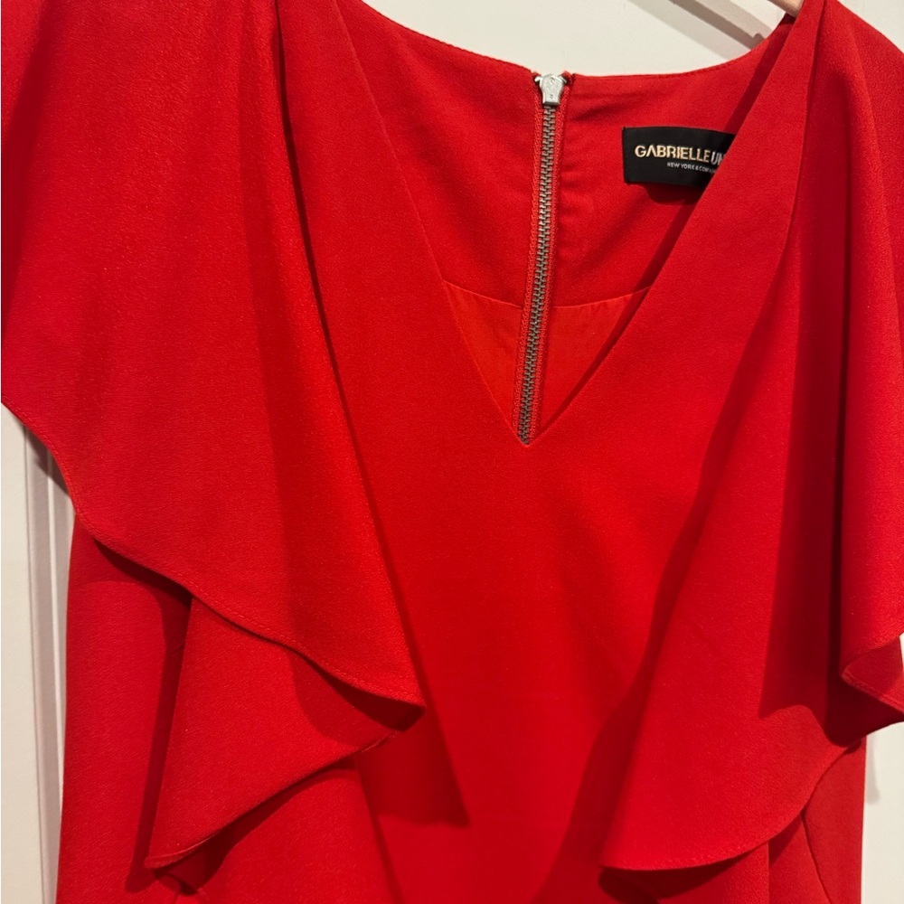 New York & Company Red Ruffle Midi Dress - Picture 3 of 4